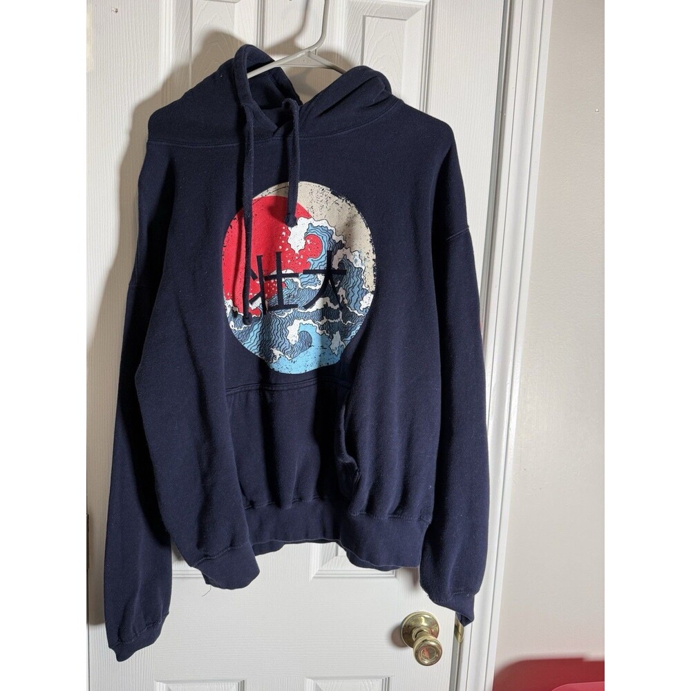 Return To Sender Hoodie 2XL Navy Torii Gate Wave Sun Graphic Pullover XXL